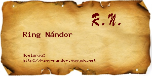 Ring Nándor névjegykártya